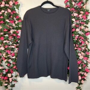 Tallia Uomo Gray Ribbed Wool Blend Mens Sweater Large Made in Italy Work
